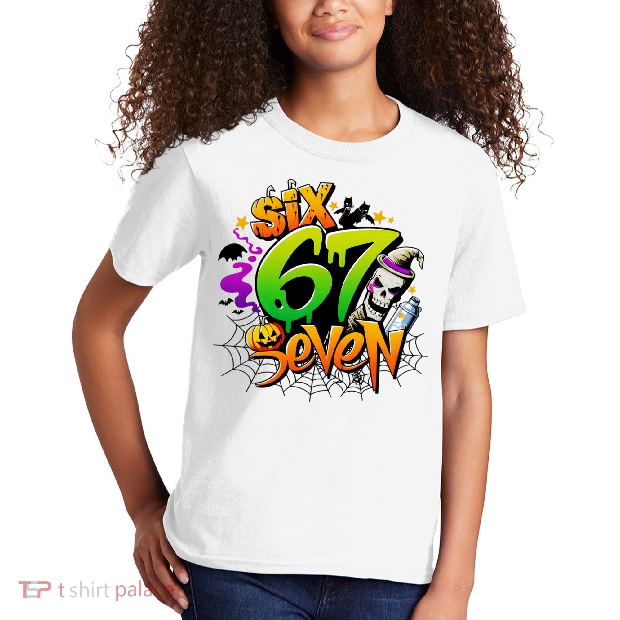 Haunted By 67 Halloween Meme Graffiti 6-7 Kids T-Shirt