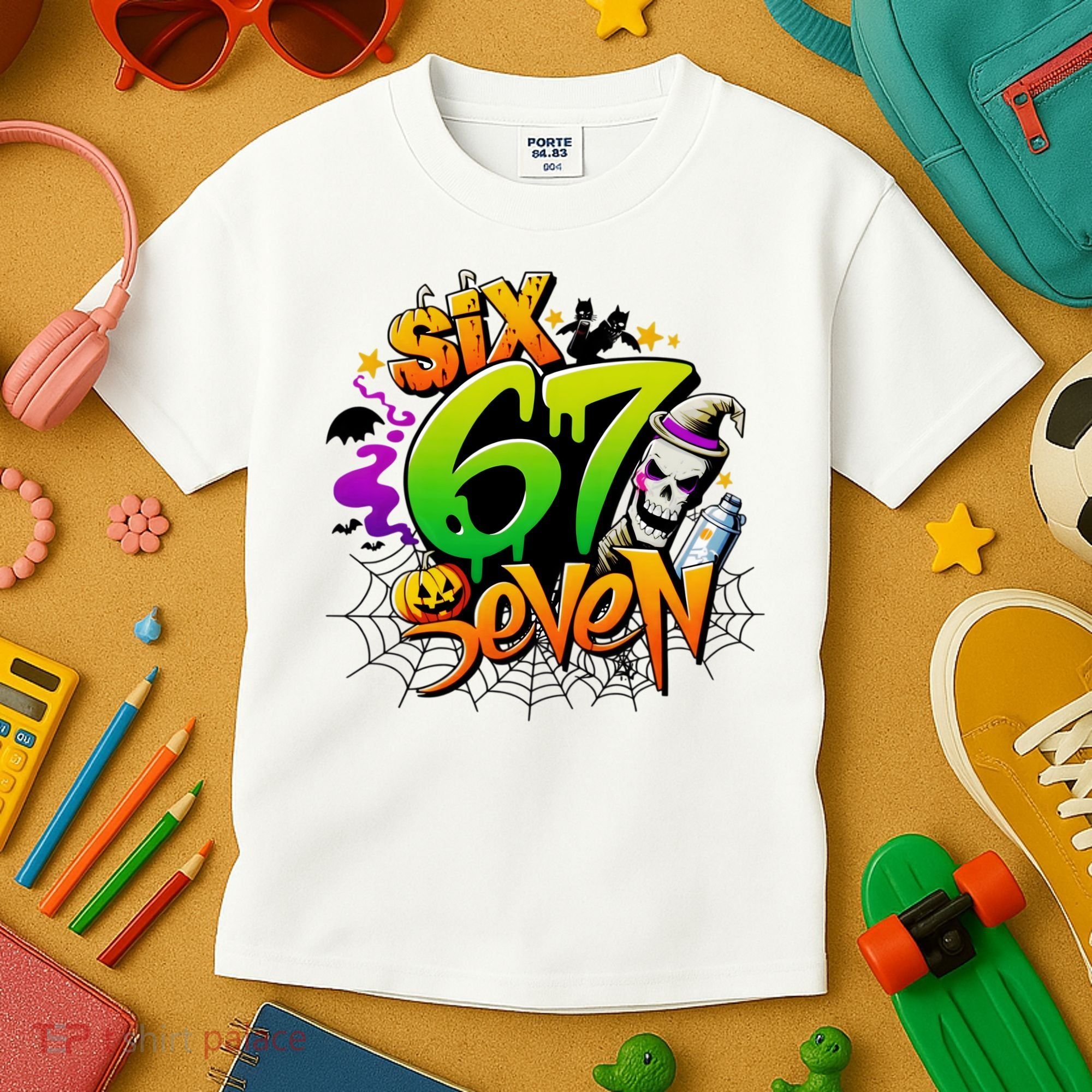 Haunted By 67 Halloween Meme Graffiti 6-7 Kids T-Shirt