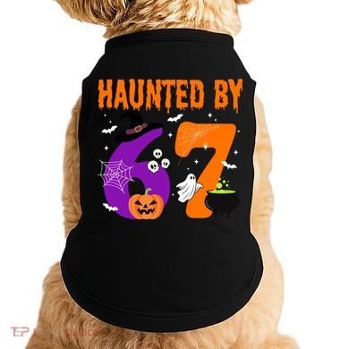 Haunted By 67 Six Seven Halloween 6-7 Doggie Tank