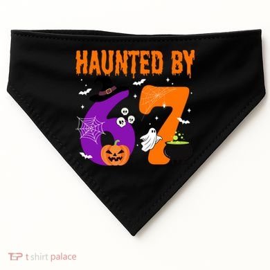 Haunted By 67 Six Seven Halloween 6-7 USA-Made Doggie Bandana