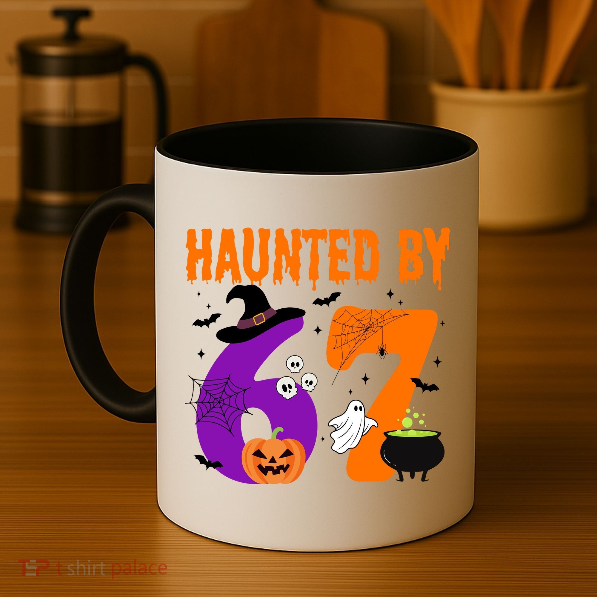 Haunted By 67 Six Seven Halloween 6-7 Coffee Mug