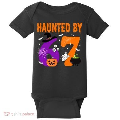 Haunted By 67 Six Seven Halloween 6-7 Baby Bodysuit
