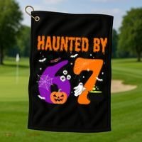 Haunted By 67 Six Seven Halloween 6-7 Golf Towel thumb 1