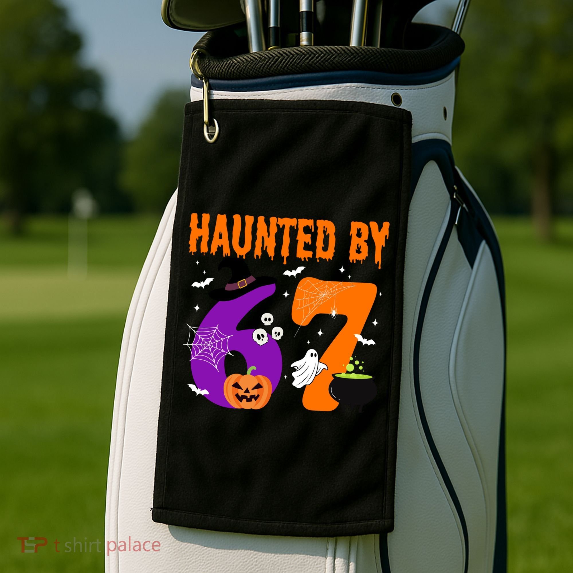 Haunted By 67 Six Seven Halloween 6-7 Golf Towel