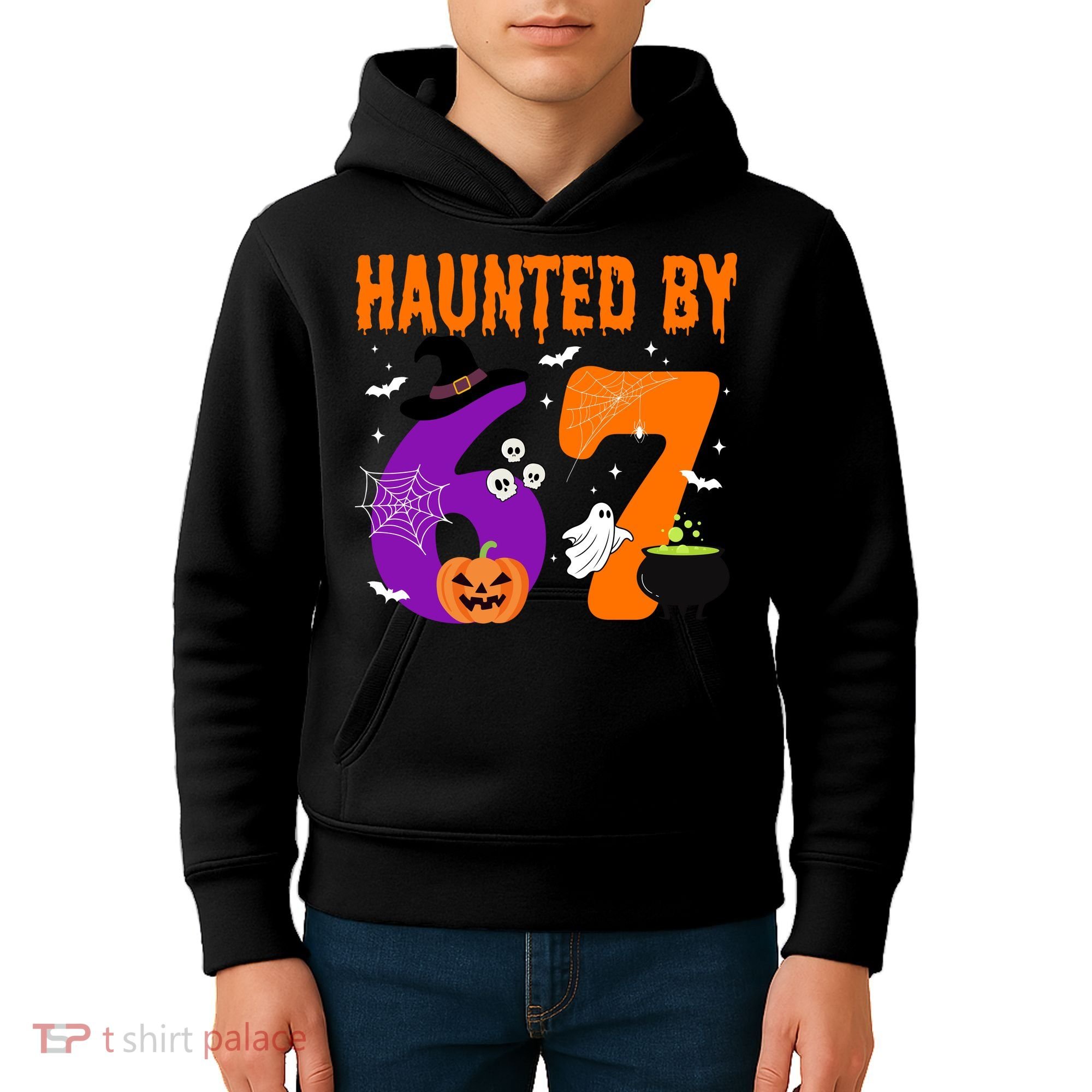 Haunted By 67 Six Seven Halloween 6-7 Kids Hoodie