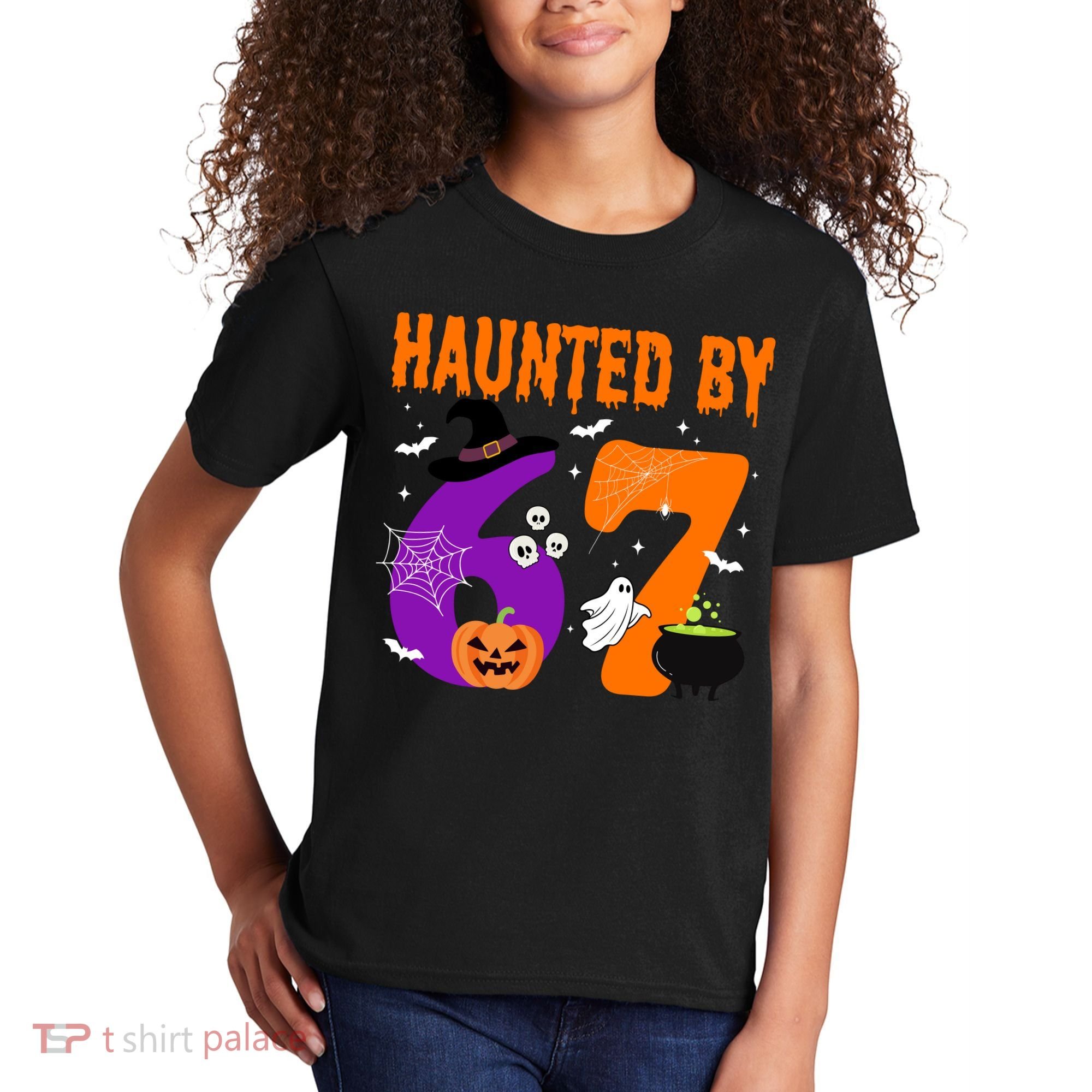 Haunted By 67 Six Seven Halloween 6-7 Kids T-Shirt