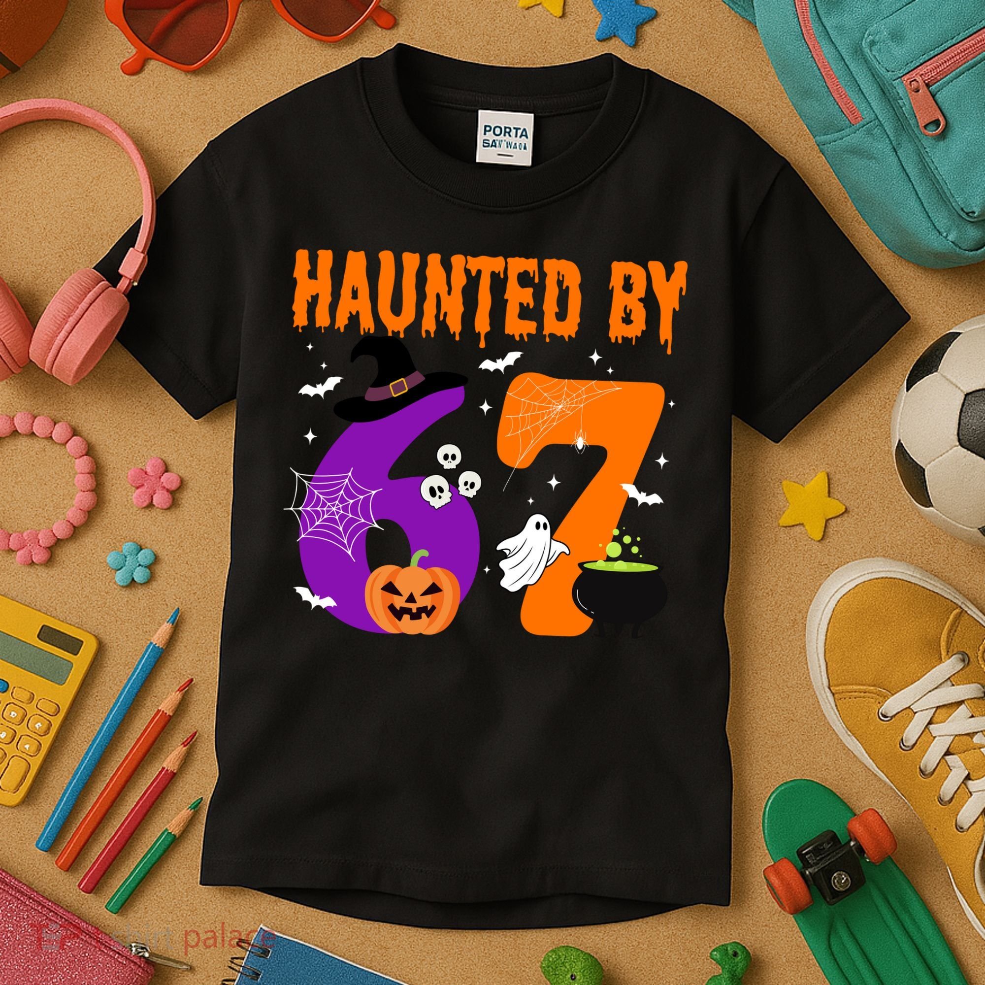 Haunted By 67 Six Seven Halloween 6-7 Kids T-Shirt