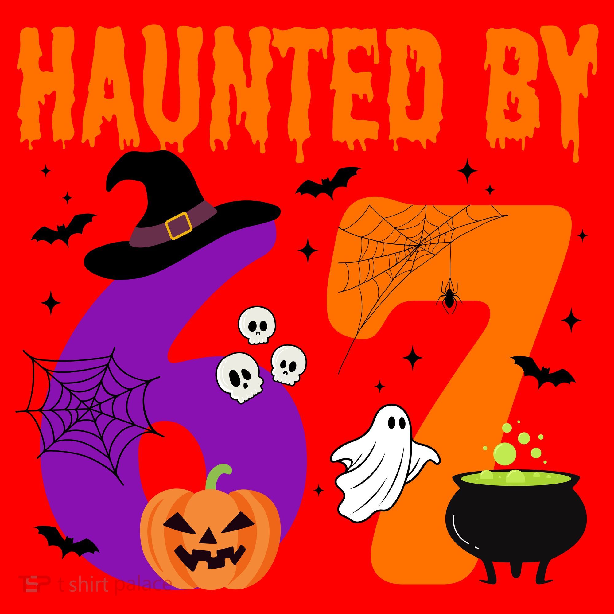 Haunted By 67 Six Seven Halloween 6-7 Santa Hat