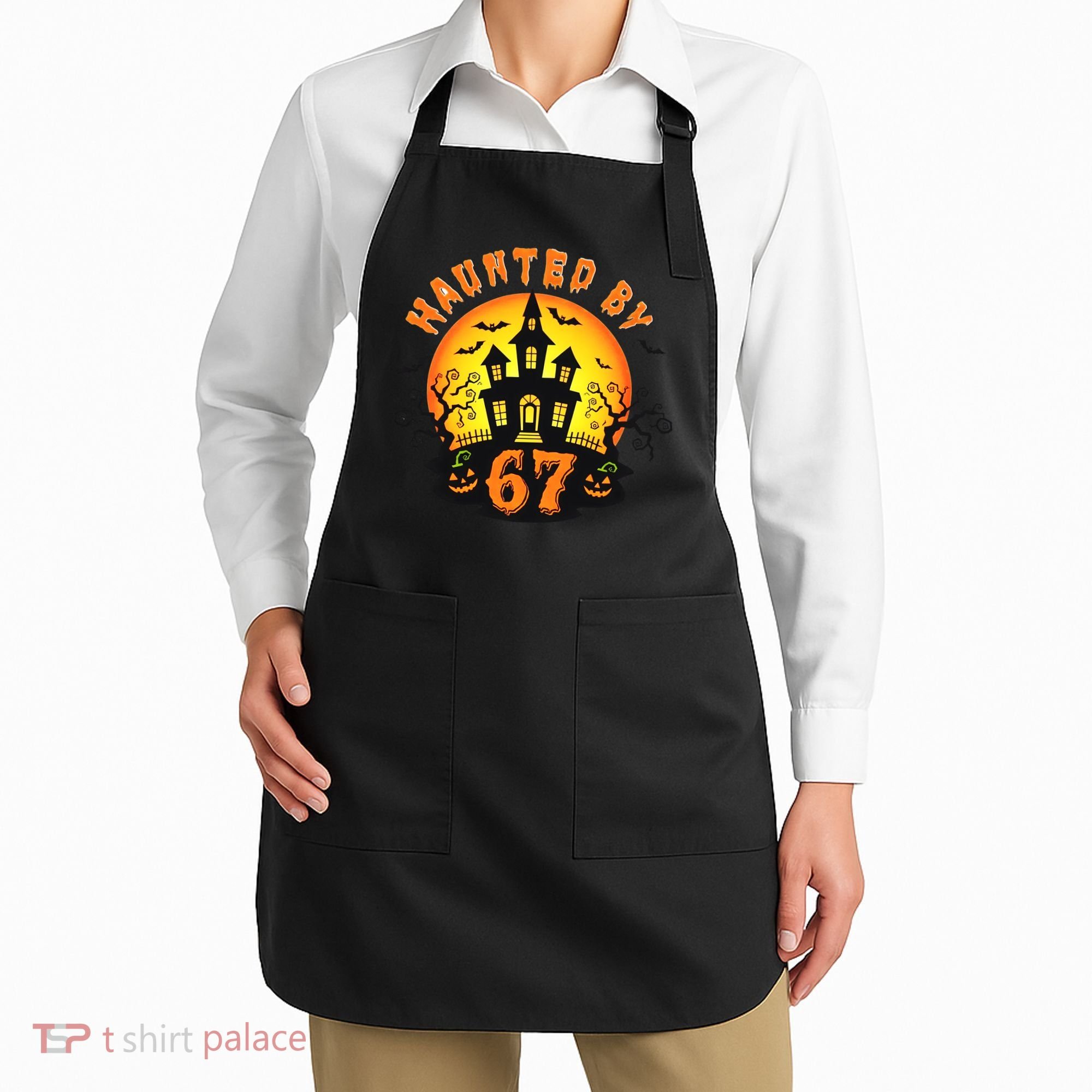 Haunted By 67 Funny Six Seven Gen Alpha Z Halloween Apron