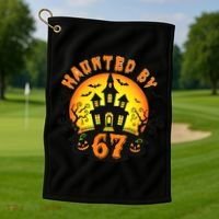 Haunted By 67 Funny Six Seven Gen Alpha Z Halloween Golf Towel thumb 1