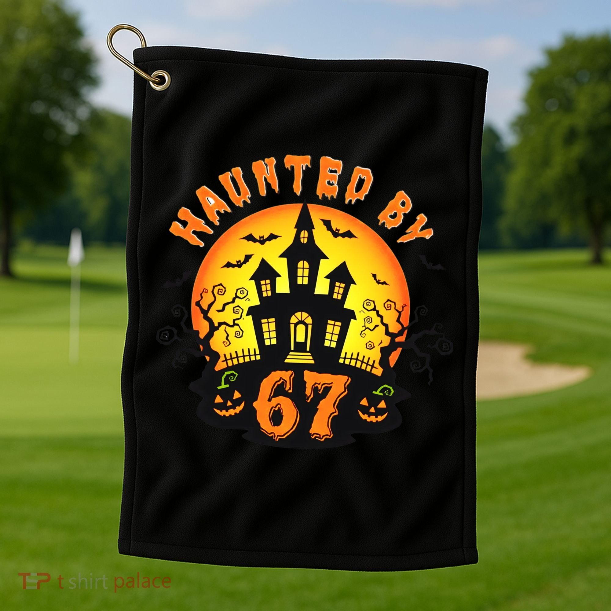 Haunted By 67 Funny Six Seven Gen Alpha Z Halloween Golf Towel