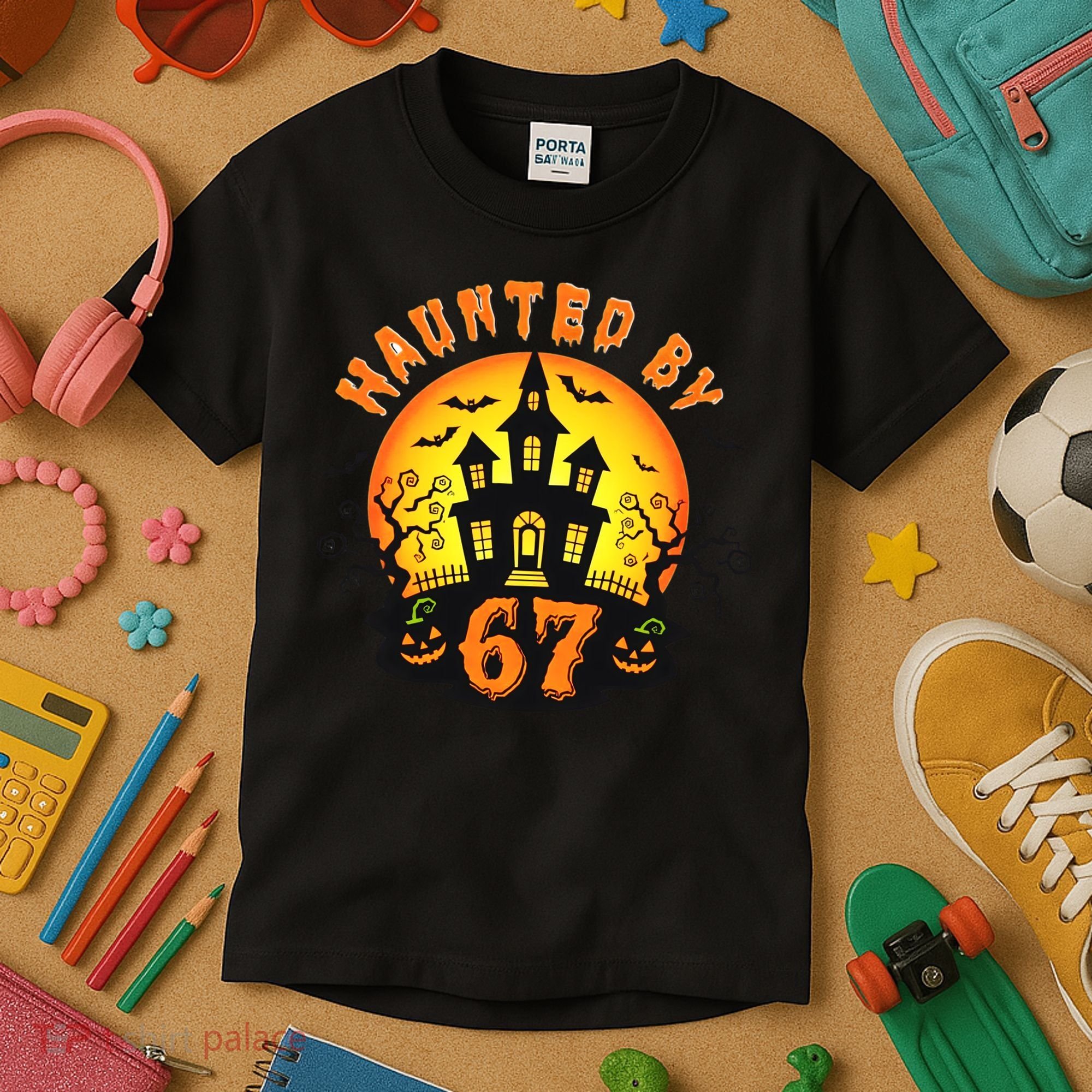 Haunted By 67 Funny Six Seven Gen Alpha Z Halloween Kids T-Shirt