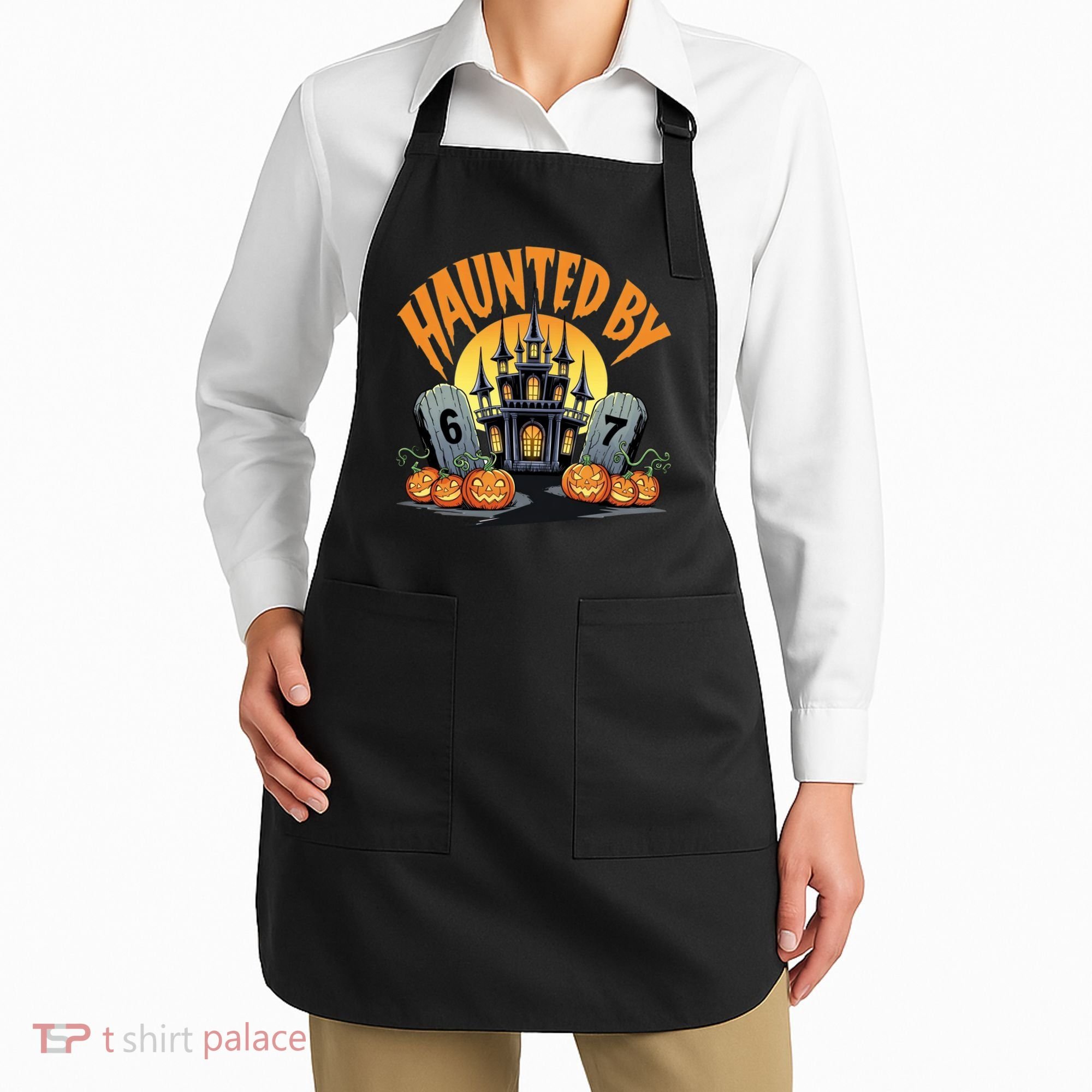 Haunted By 67 Funny Haunted By 6-7 Halloween Apron