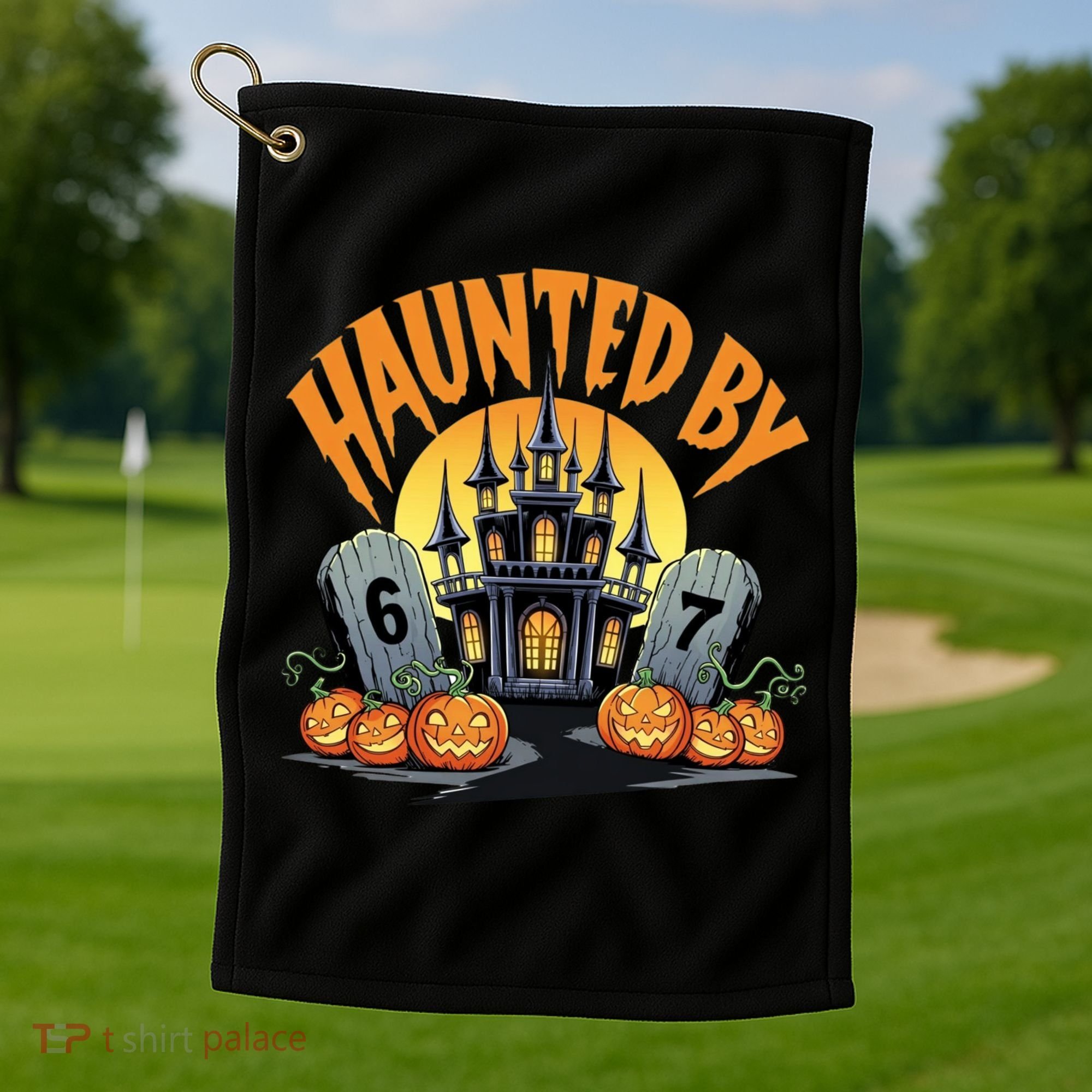 Haunted By 67 Funny Haunted By 6-7 Halloween Golf Towel