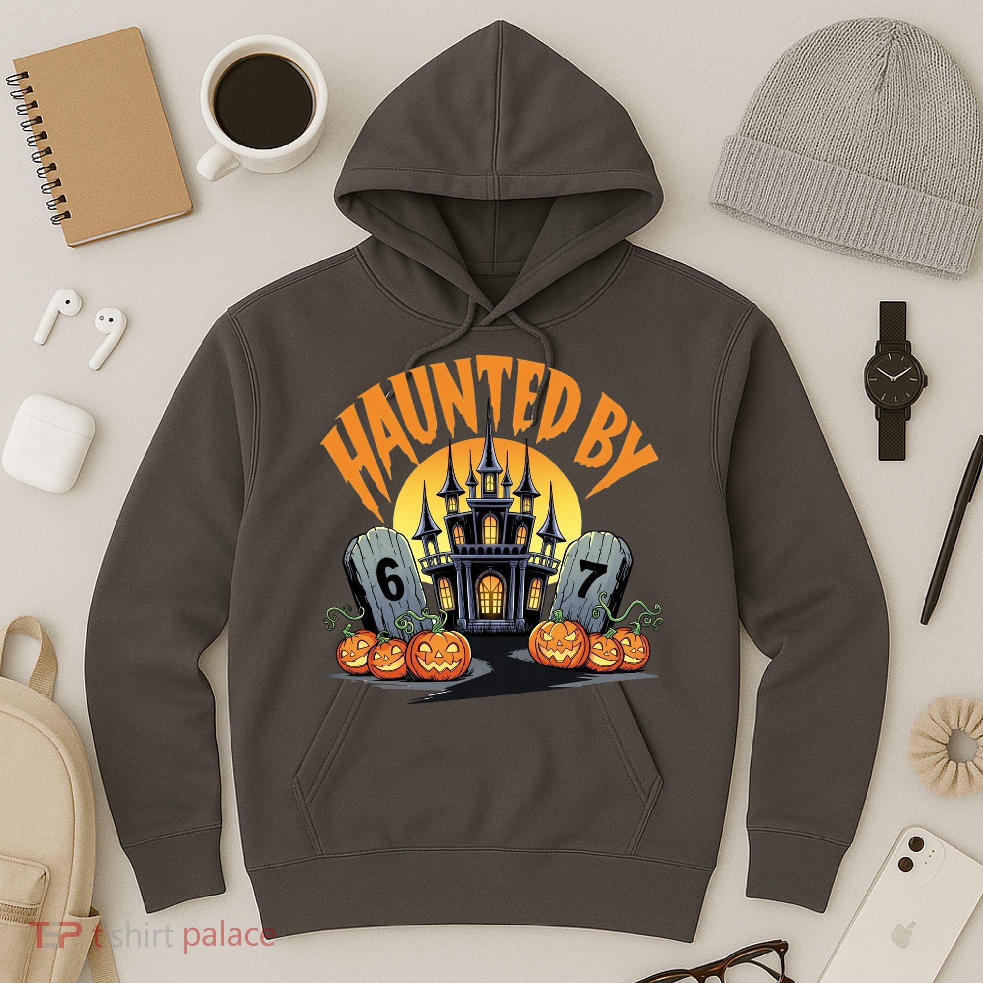 Haunted By 67 Funny Haunted By 6-7 Halloween Hoodie