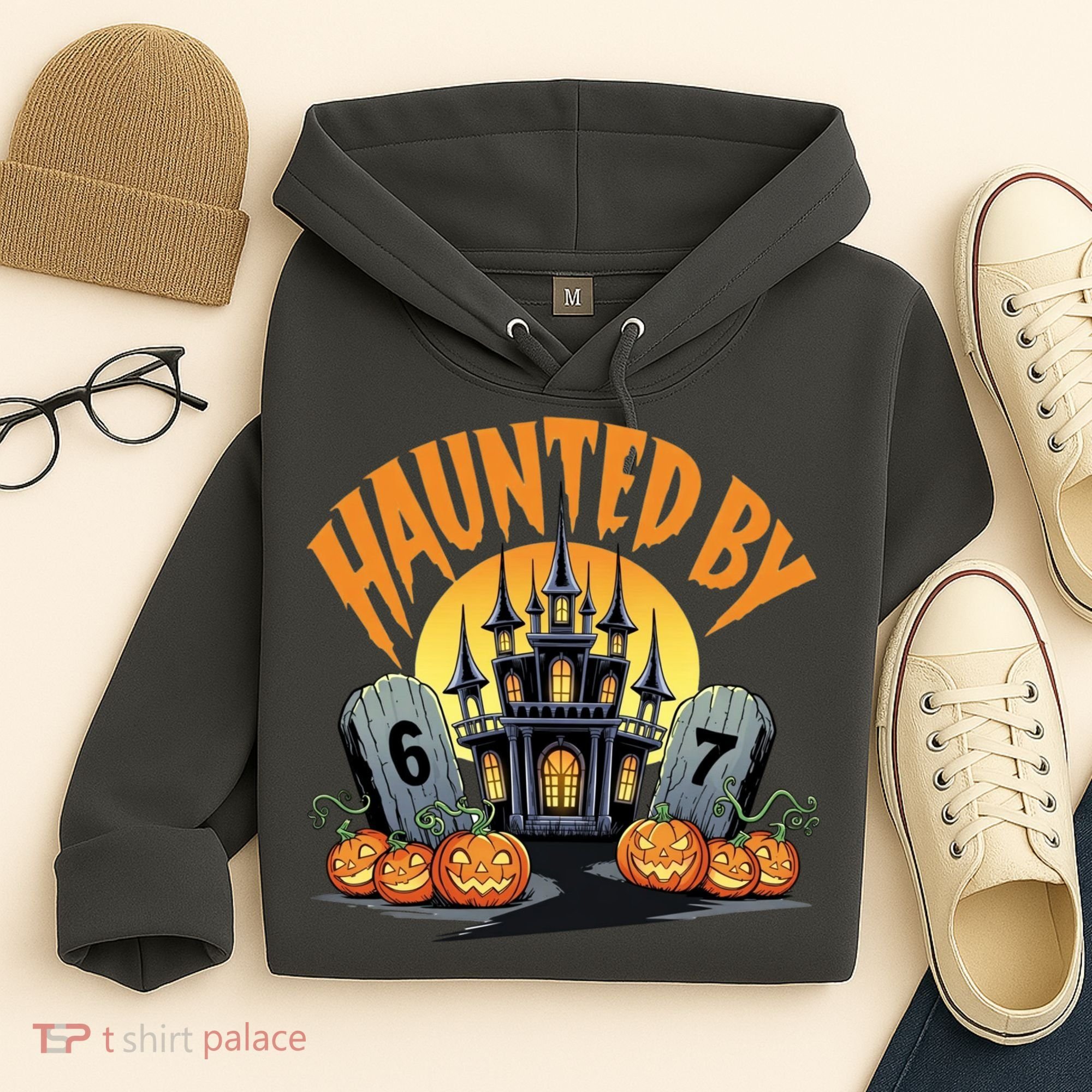 Haunted By 67 Funny Haunted By 6-7 Halloween Hoodie