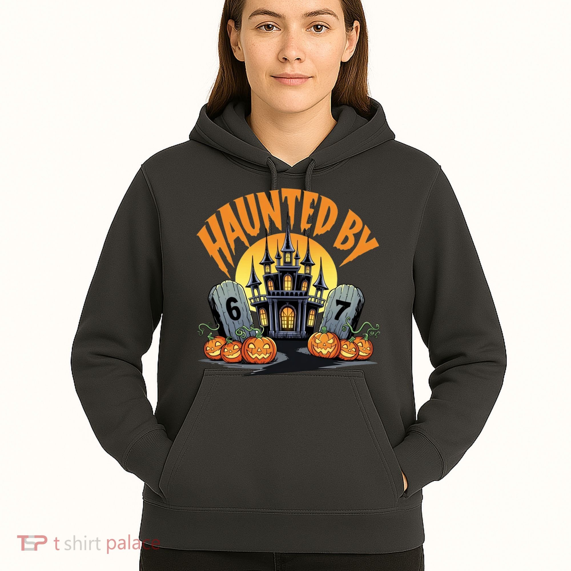 Haunted By 67 Funny Haunted By 6-7 Halloween Hoodie