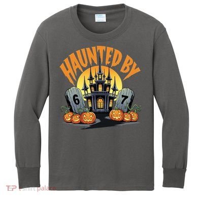 Haunted By 67 Funny Haunted By 6-7 Halloween Kids Long Sleeve Shirt