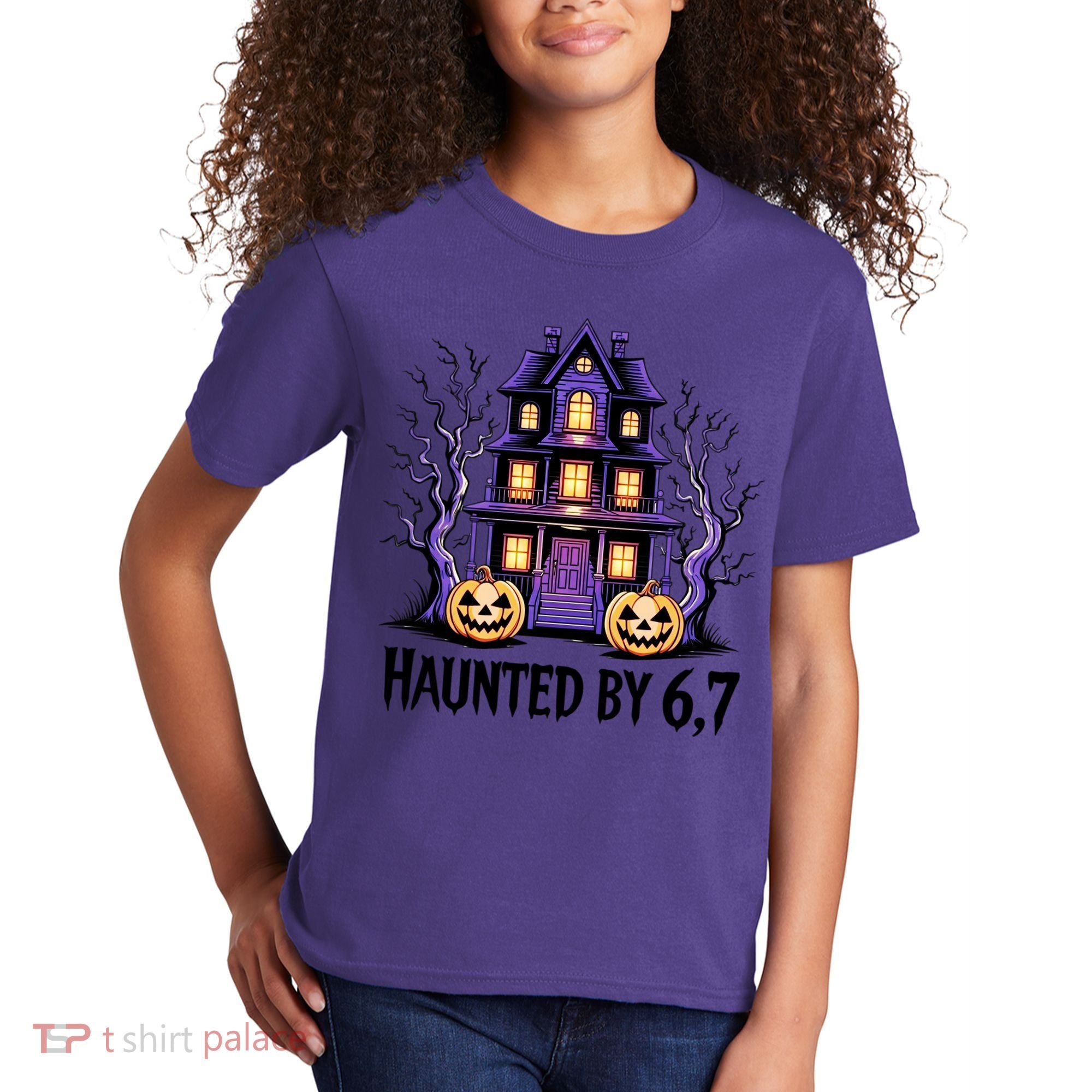 Haunted By 67 Halloween 6-7 Meme Spooky Costume Kids T-Shirt