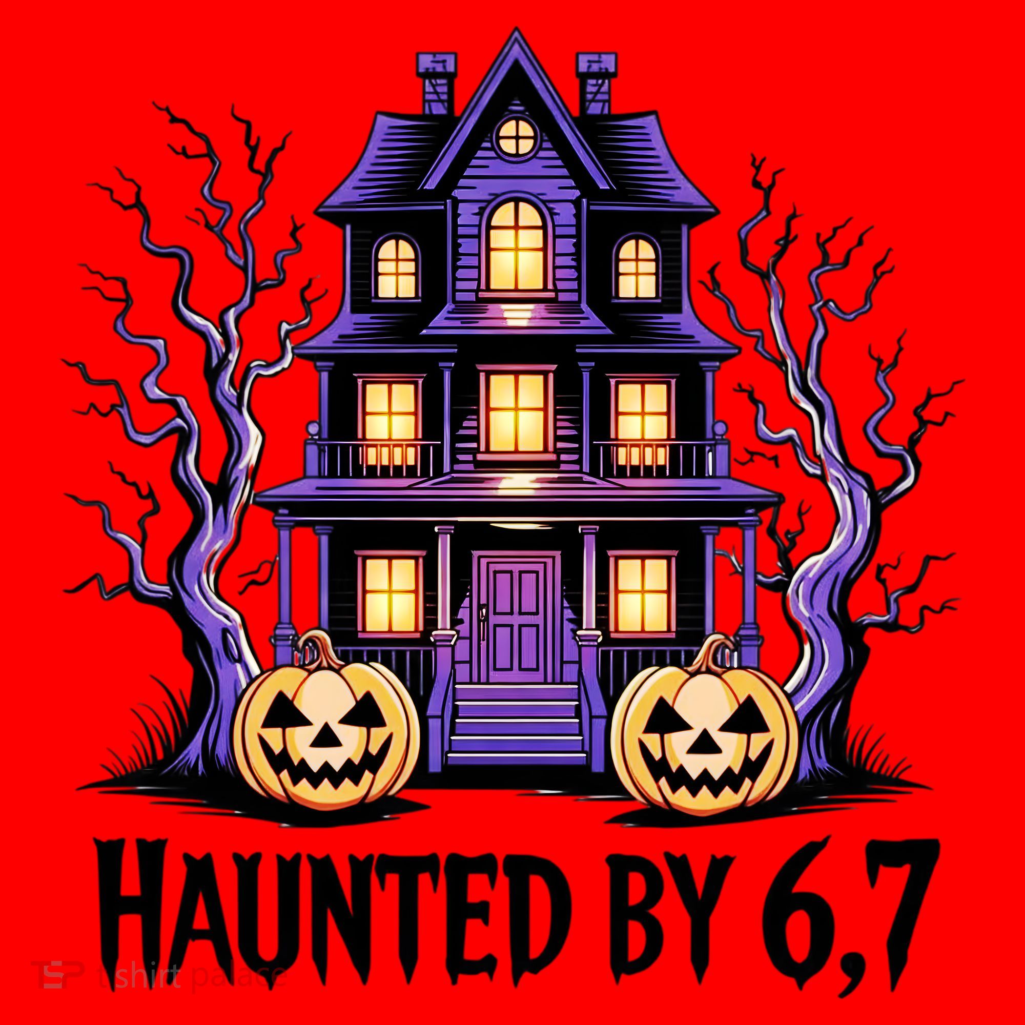 Haunted By 67 Halloween 6-7 Meme Spooky Costume Santa Hat