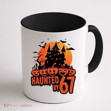 Haunted By 67 Halloween 6-7 Spooky Meme Funny Coffee Mug back