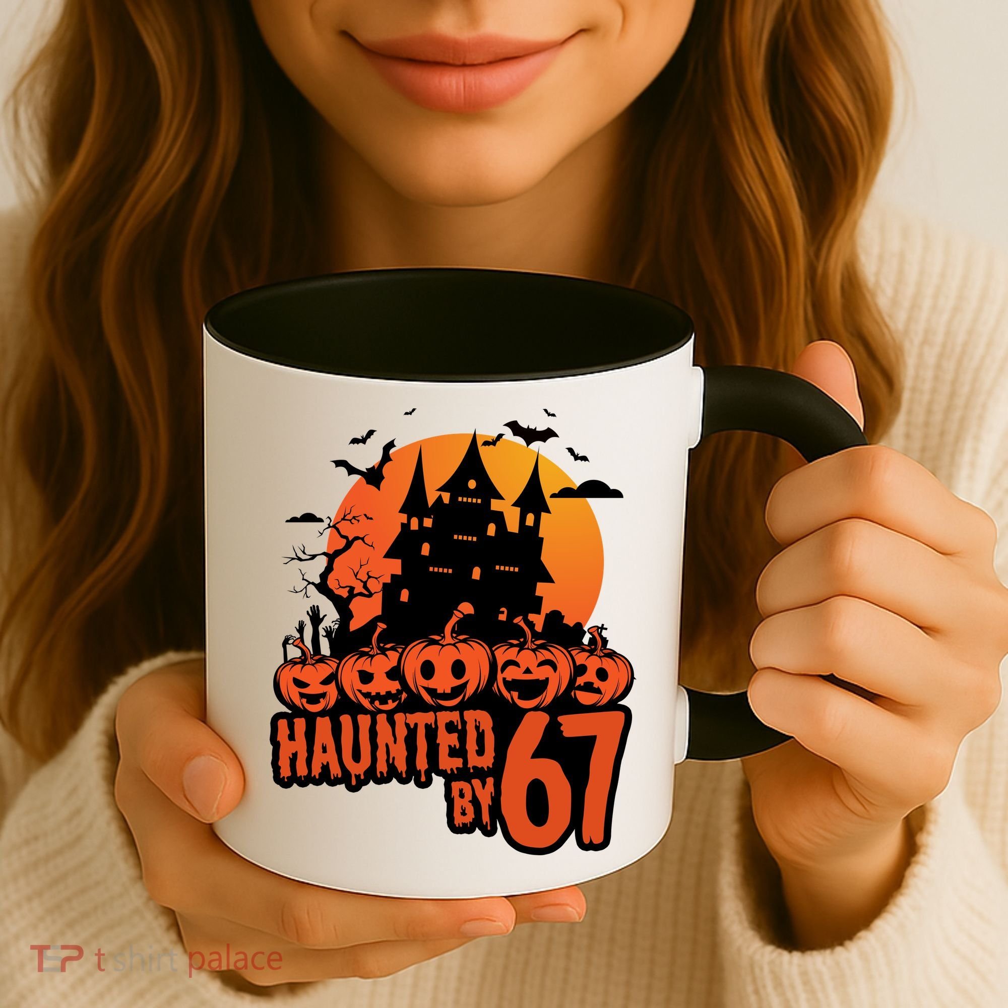 Haunted By 67 Halloween 6-7 Spooky Meme Funny Coffee Mug