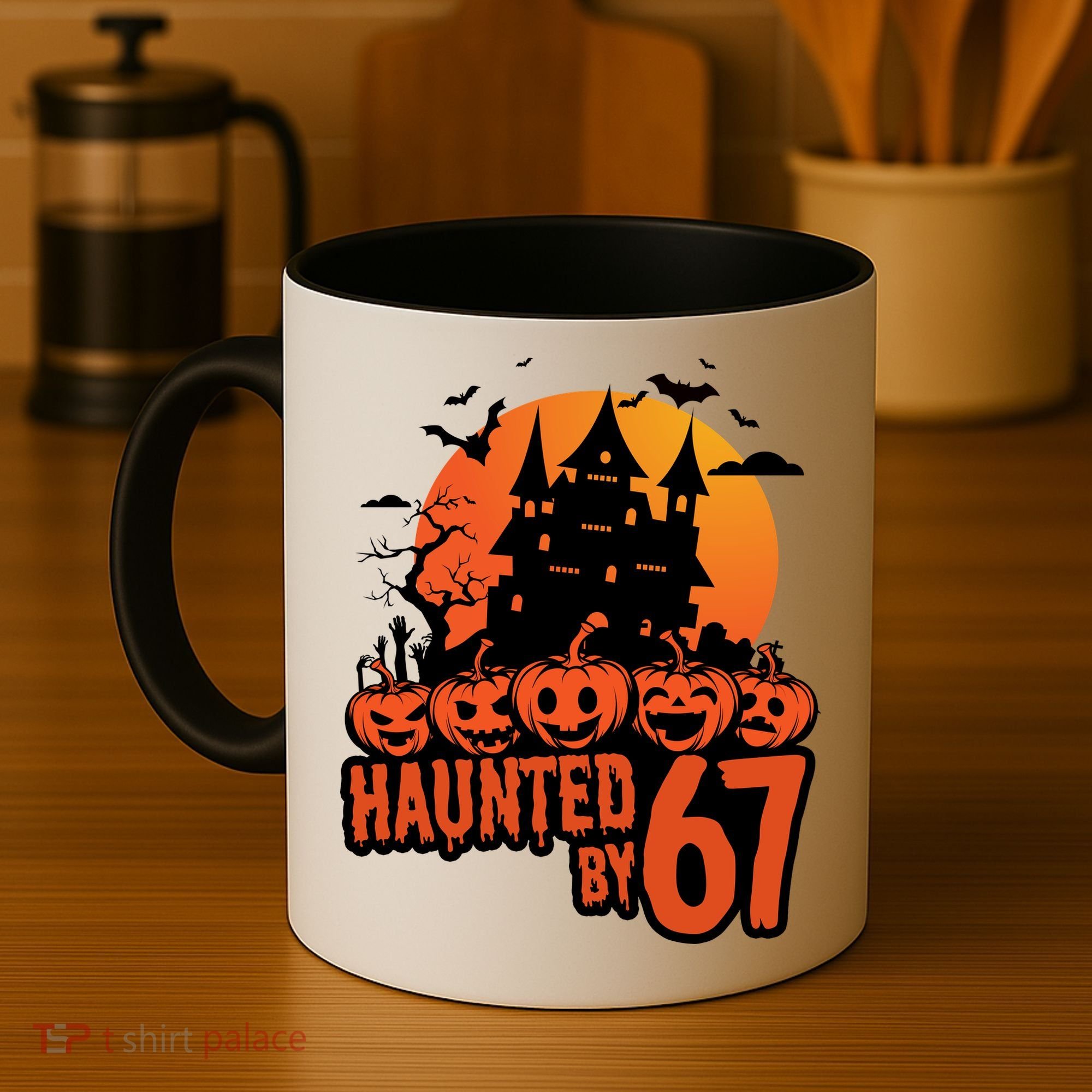 Haunted By 67 Halloween 6-7 Spooky Meme Funny Coffee Mug