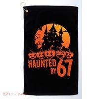 Haunted By 67 Halloween 6-7 Spooky Meme Funny Golf Towel thumb 0