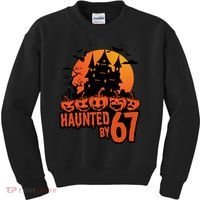 Haunted By 67 Halloween 6-7 Spooky Meme Funny Kids Sweatshirt thumb 0