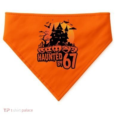 Haunted By 67 Halloween 6-7 Spooky Meme Funny USA-Made Doggie Bandana