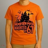 Haunted By 67 Halloween 6-7 Spooky Meme Funny T-Shirt thumb 3