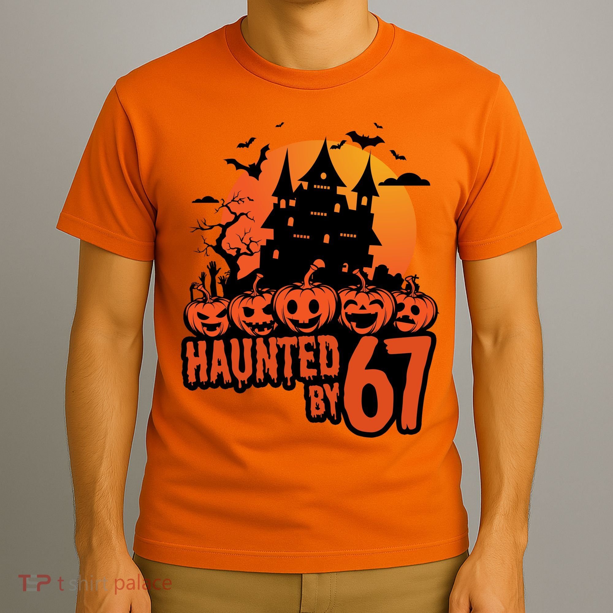 Haunted By 67 Halloween 6-7 Spooky Meme Funny T-Shirt