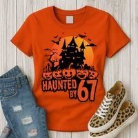 Haunted By 67 Halloween 6-7 Spooky Meme Funny Women's T-Shirt thumb 3