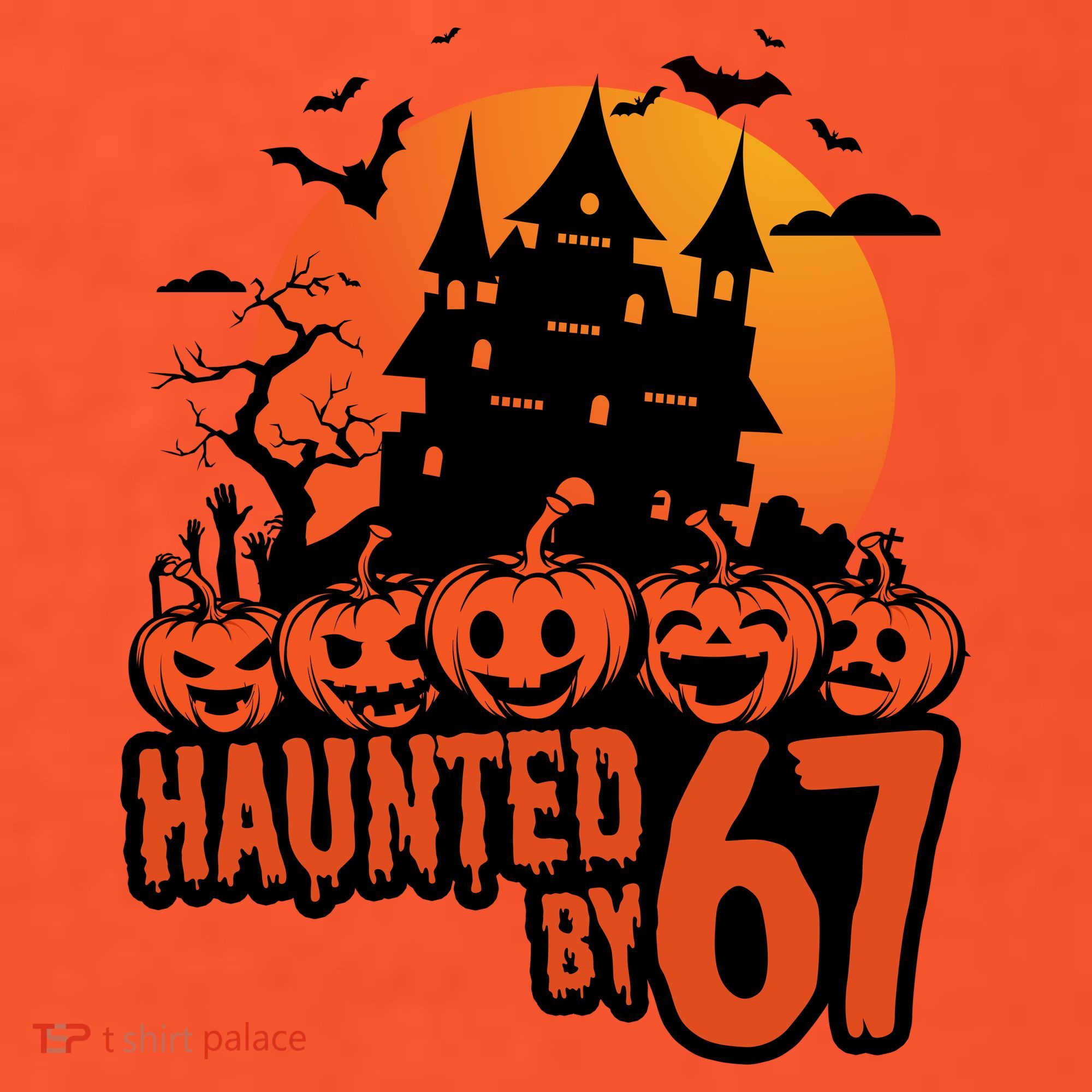 Haunted By 67 Halloween 6-7 Spooky Meme Funny Women's T-Shirt