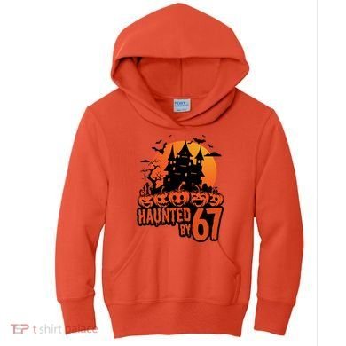 Haunted By 67 Halloween 6-7 Spooky Meme Funny Kids Hoodie