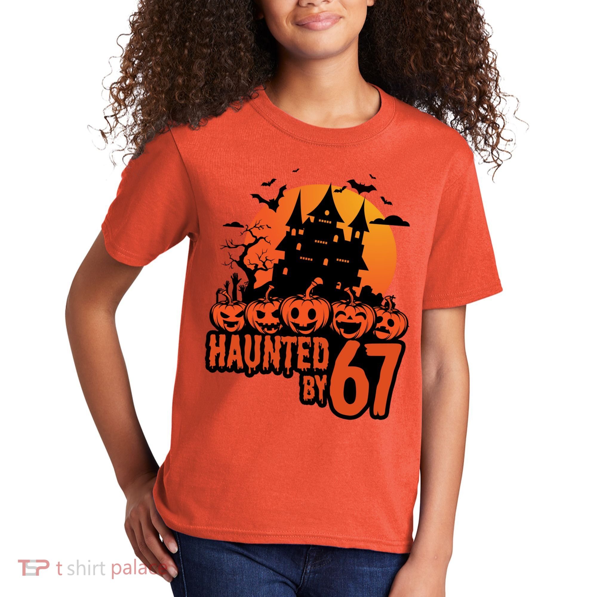 Haunted By 67 Halloween 6-7 Spooky Meme Funny Kids T-Shirt