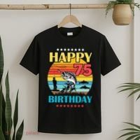 Happy Birthday 75 Year Old Birthday Fishing Fishermans 75th T-Shirt thumb 2