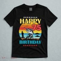 Happy Birthday 75 Year Old Birthday Fishing Fishermans 75th T-Shirt thumb 5