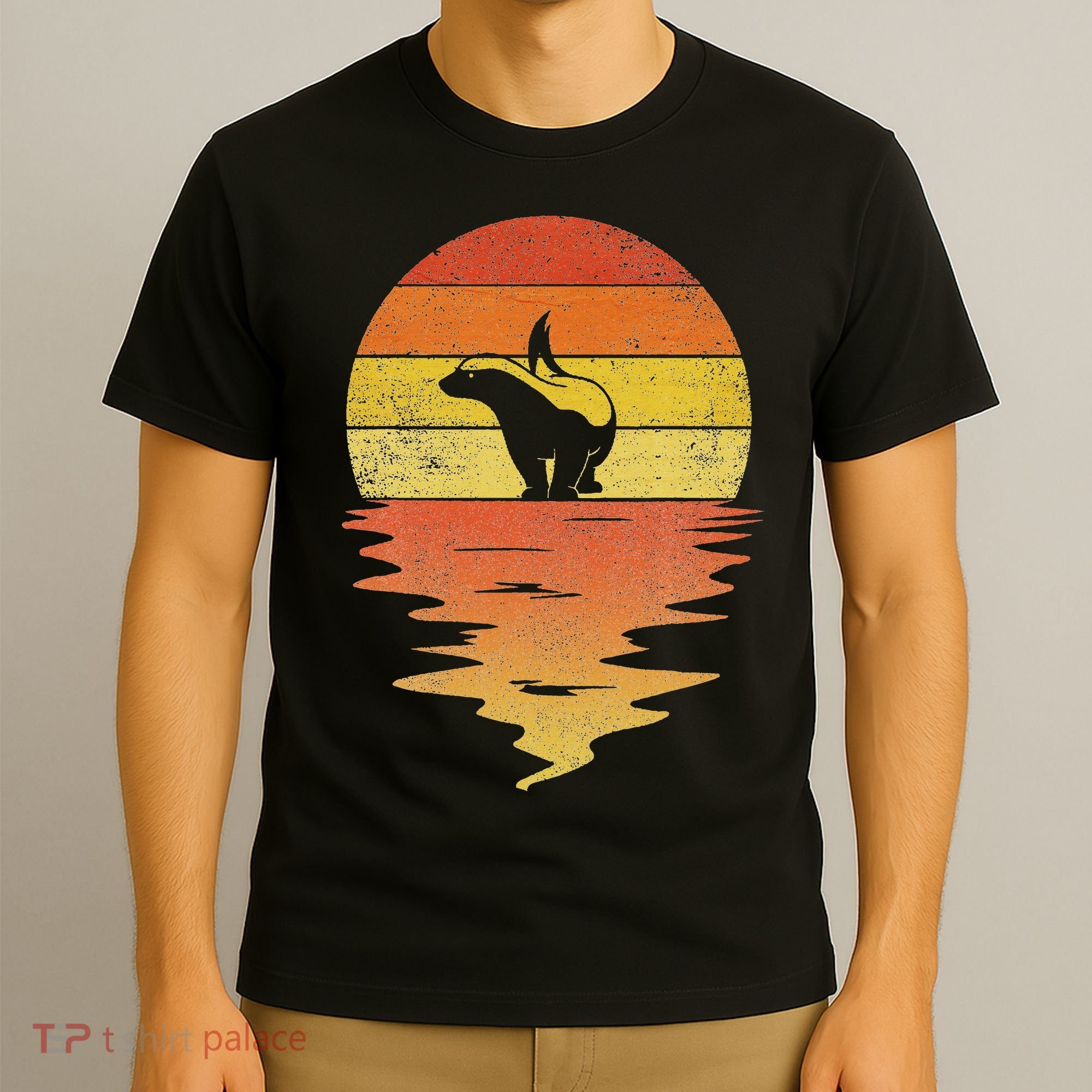 Honey Badger 70s Retro Sunset Vintage Honey Badger T-Shirt