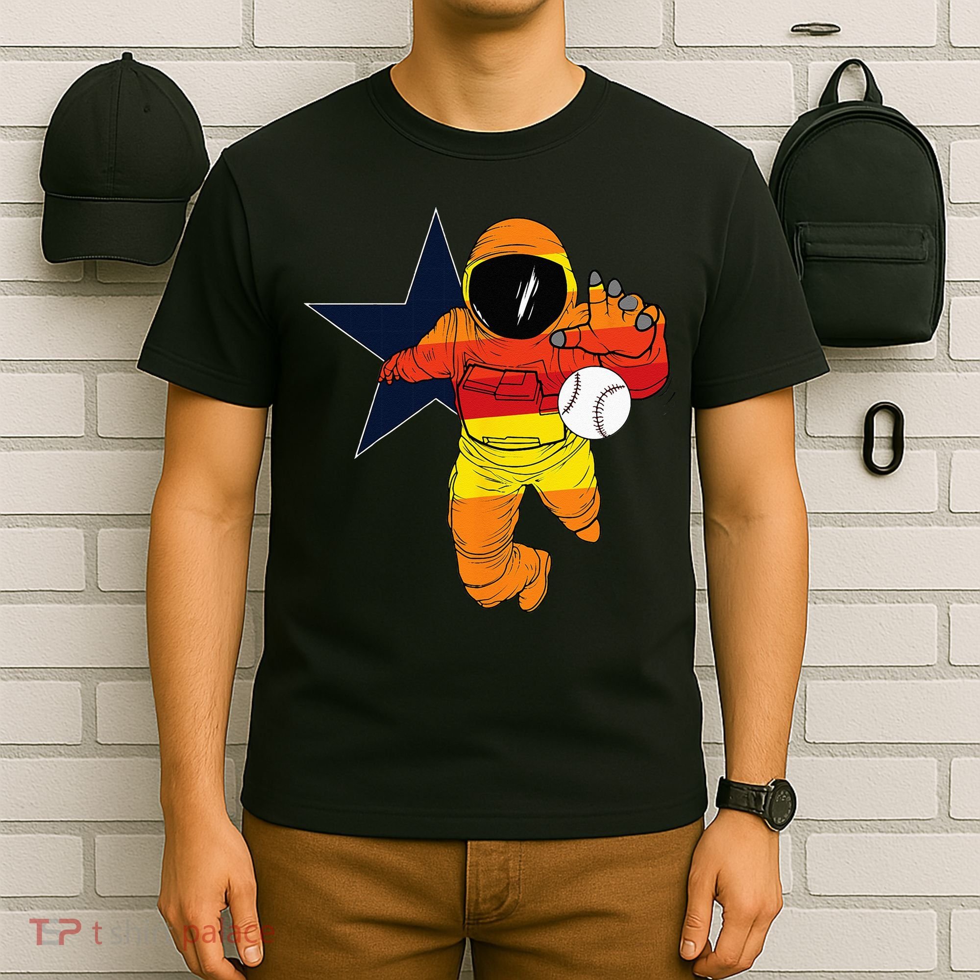 Houston Baseball Astronaut Space City T-Shirt