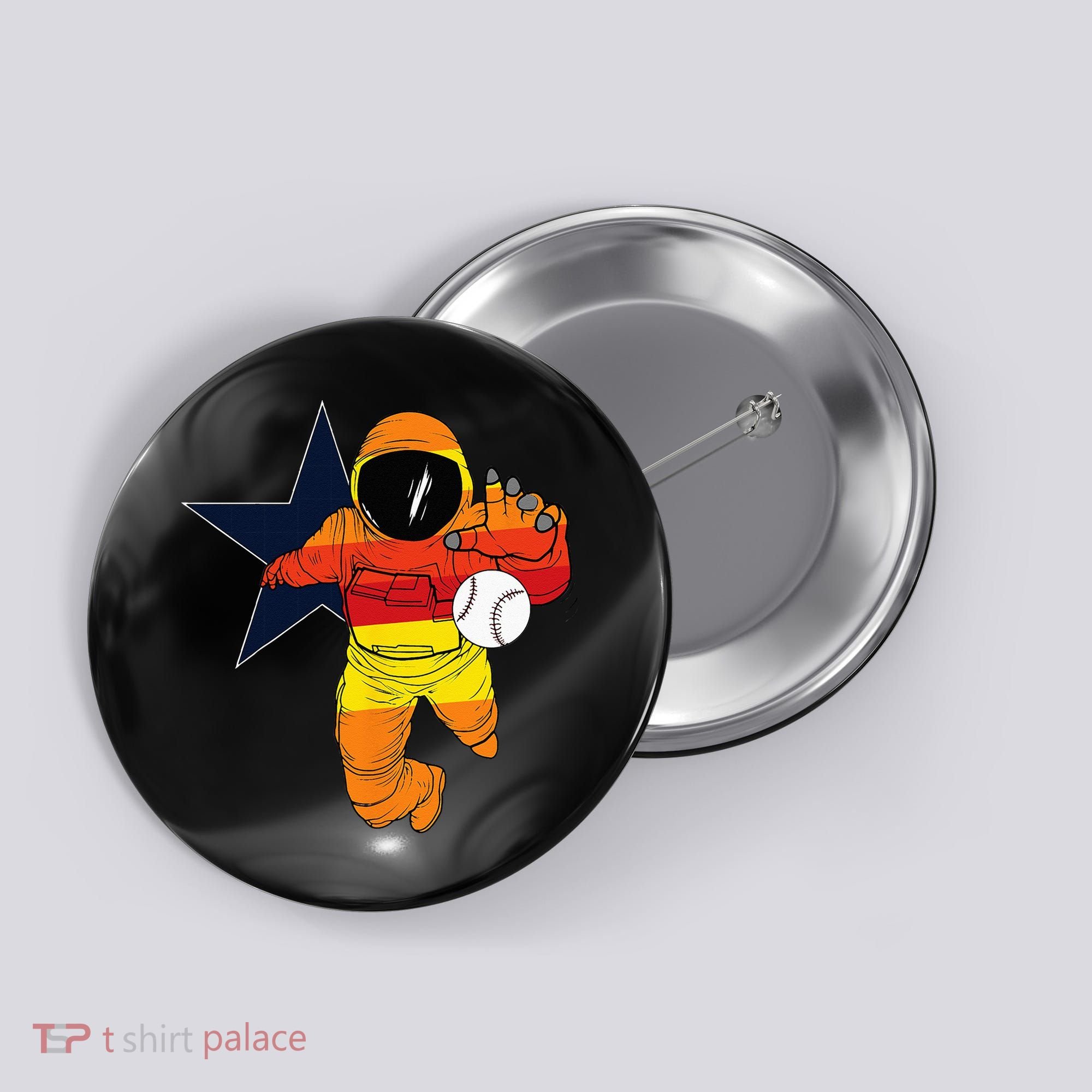 Houston Baseball Astronaut Space City Button
