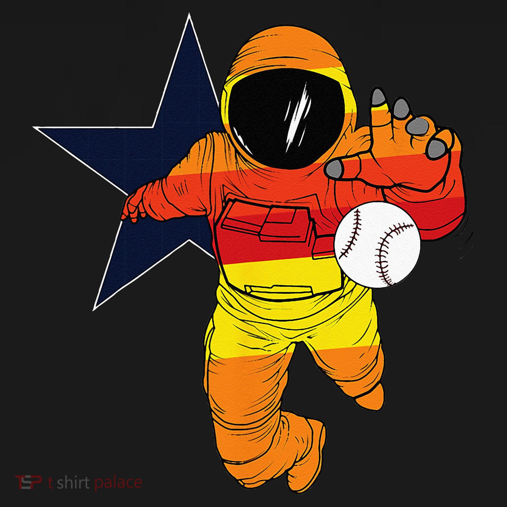 Houston Baseball Astronaut Space City Kids Long Sleeve Shirt