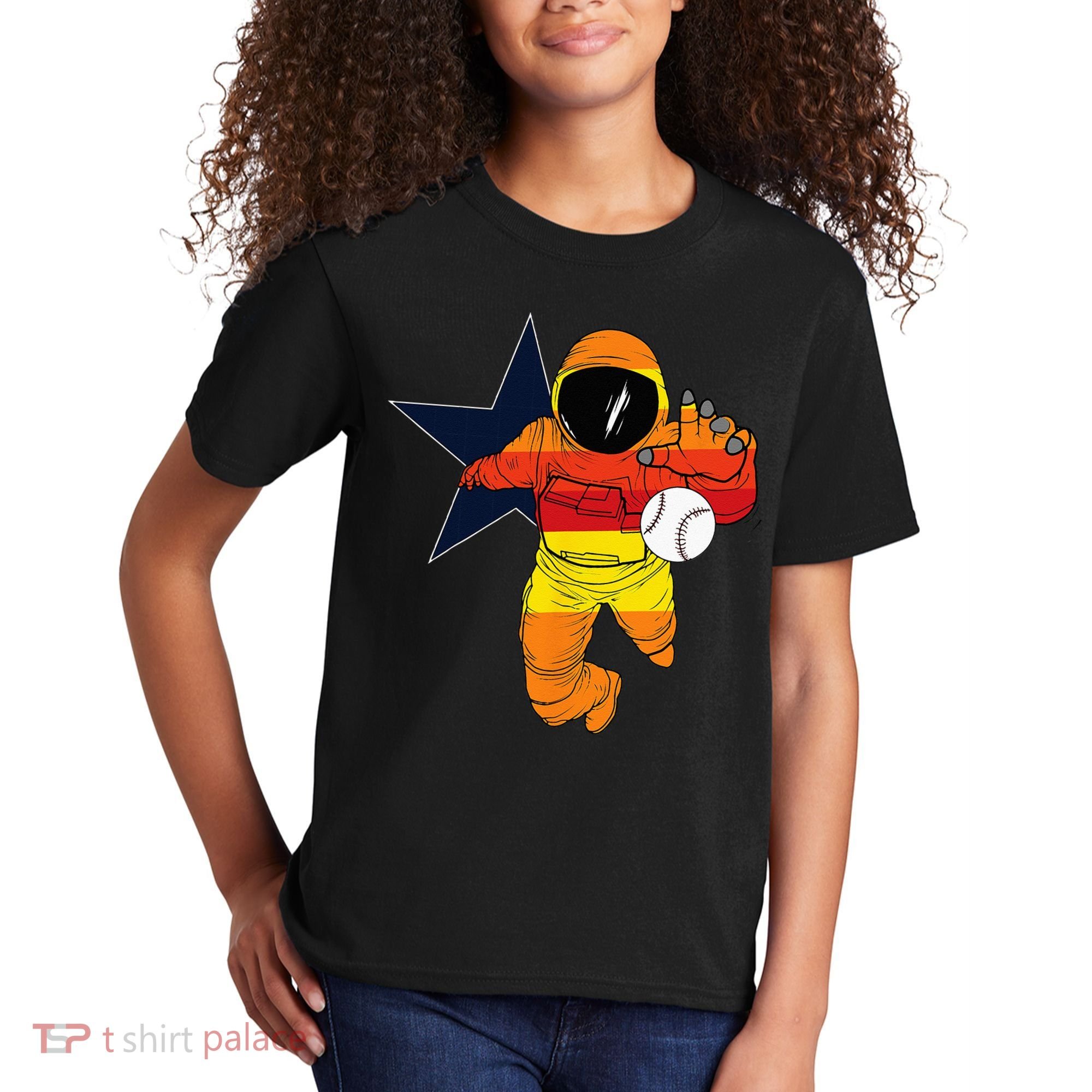 Houston Baseball Astronaut Space City Kids T-Shirt