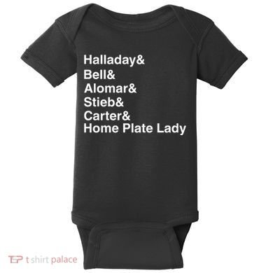 Halladay Bell Alomar Stieb Carter Home Plate Lady Baby Bodysuit