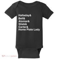 Halladay Bell Alomar Stieb Carter Home Plate Lady Baby Bodysuit thumb 0
