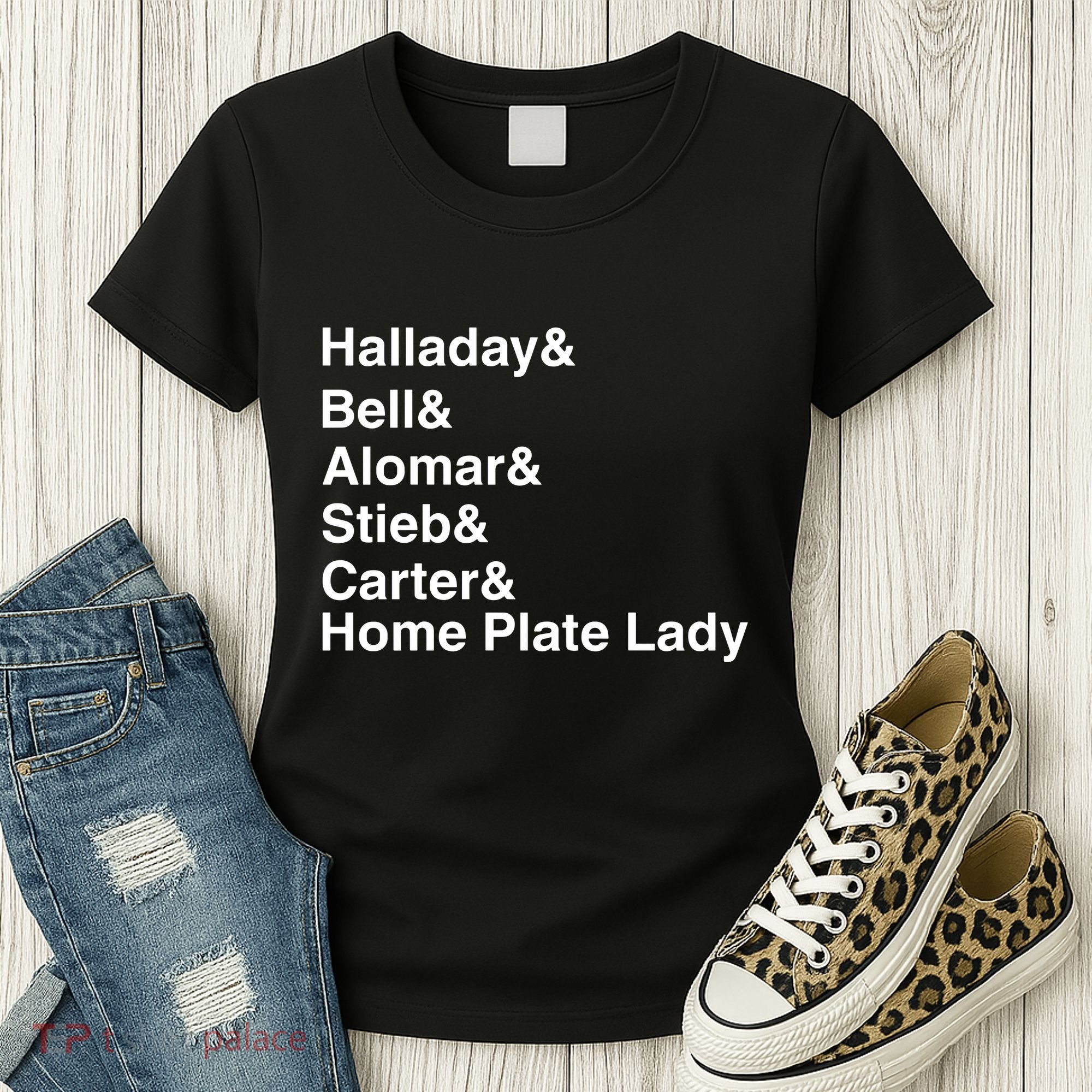 Halladay Bell Alomar Stieb Carter Home Plate Lady Women's T-Shirt