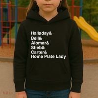 Halladay Bell Alomar Stieb Carter Home Plate Lady Kids Hoodie thumb 3