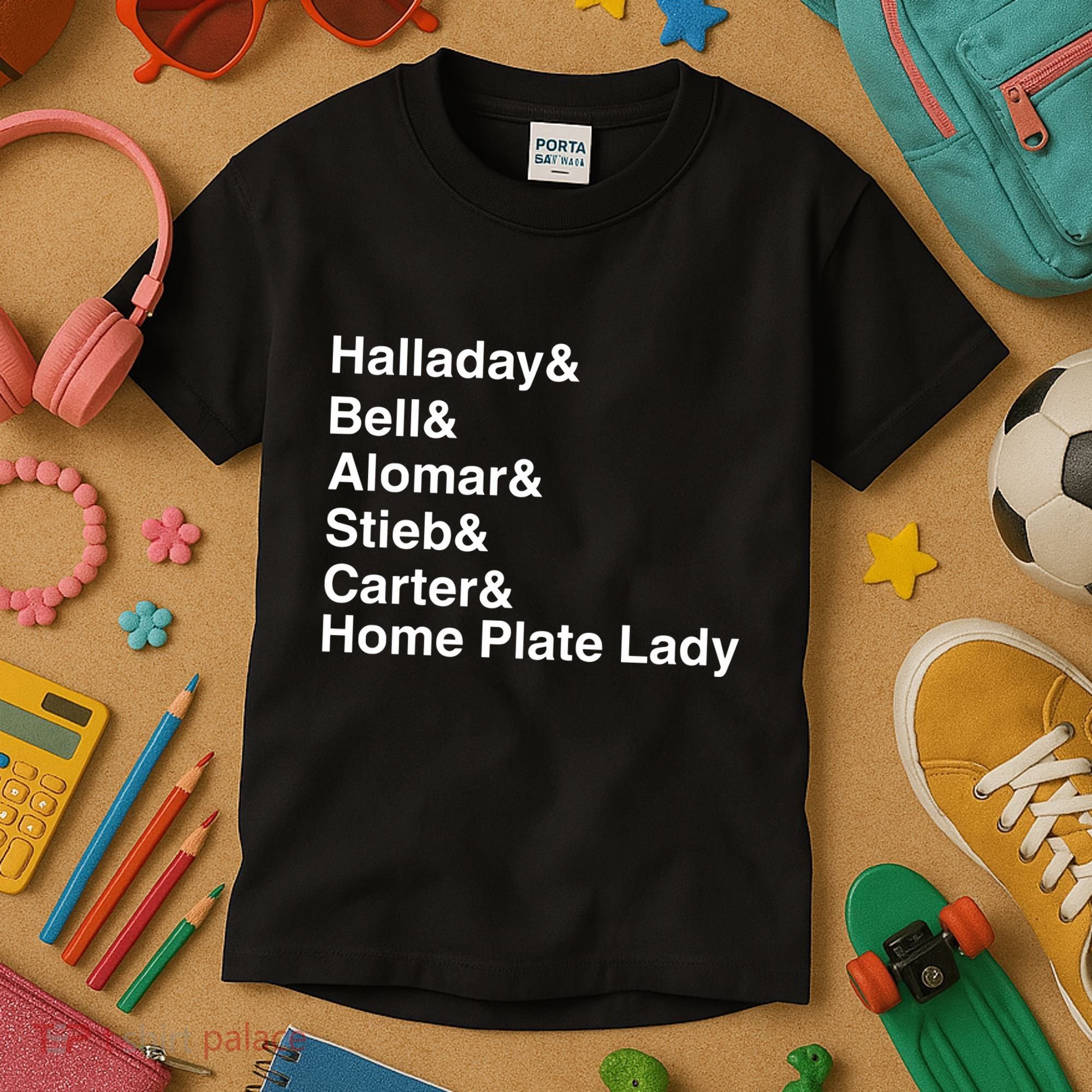 Halladay Bell Alomar Stieb Carter Home Plate Lady Kids T-Shirt