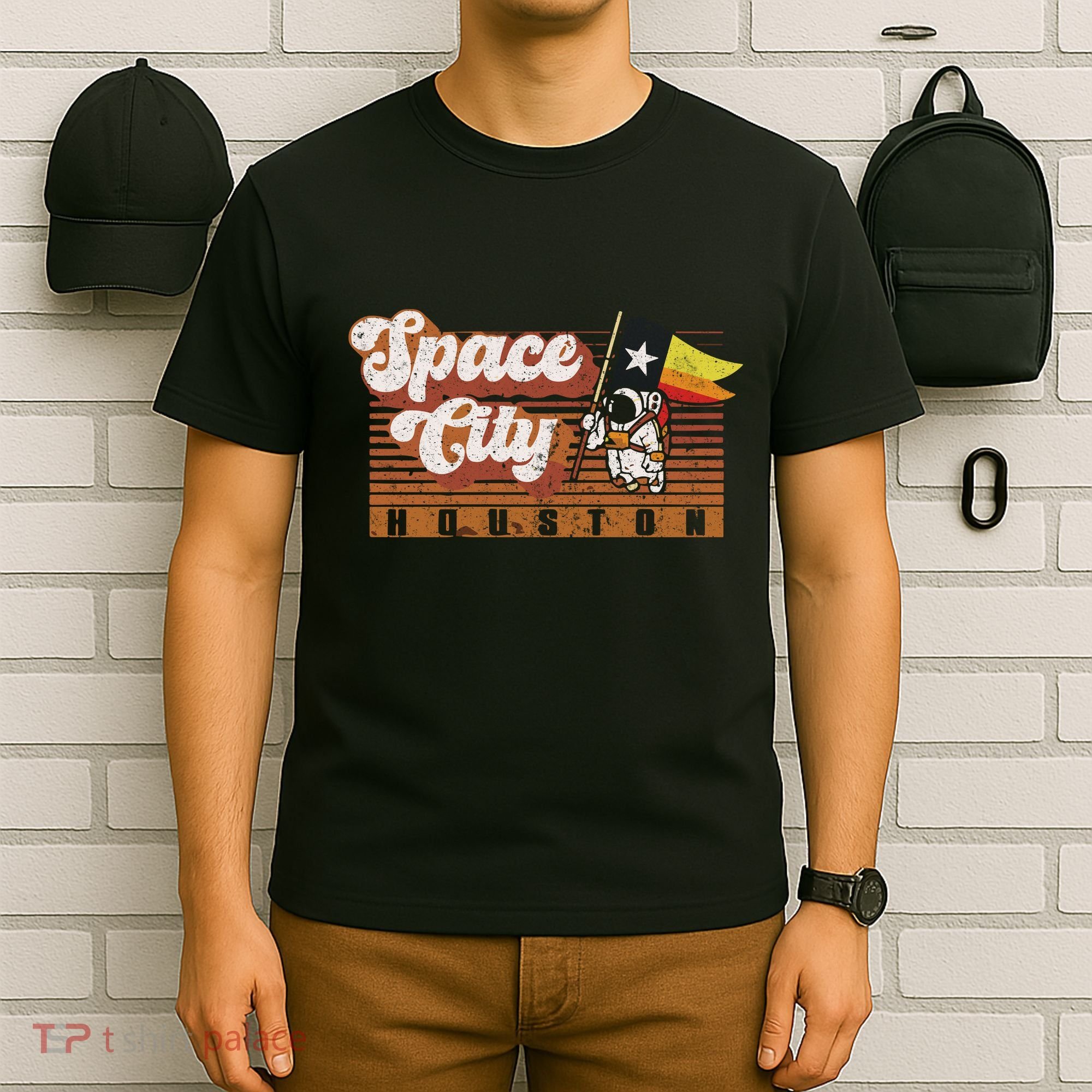 Houston Baseball A Space City Baseball And Vintage Astronaut T-Shirt