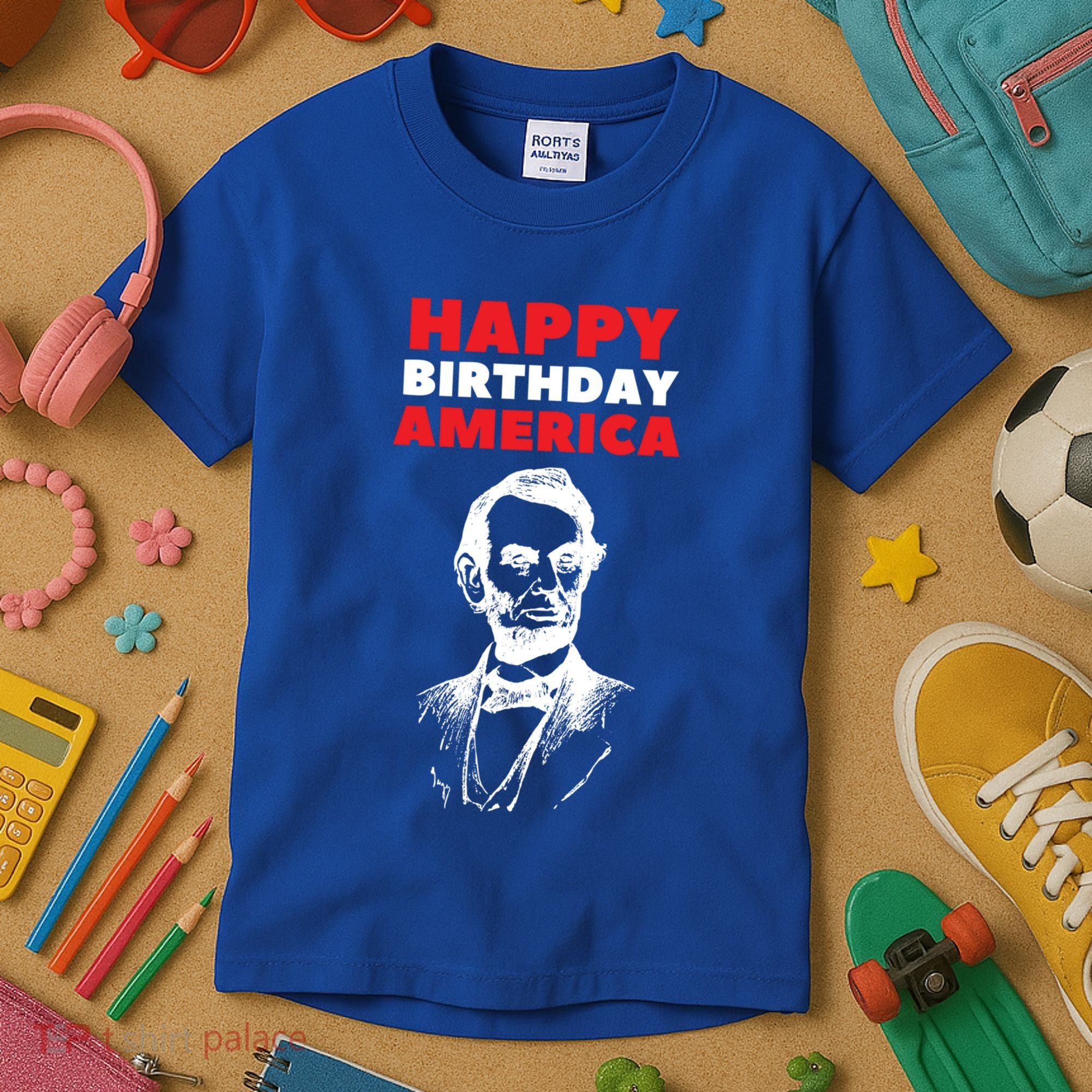 Happy Birthday America Abraham Lincoln Cool Gift Kids T-Shirt